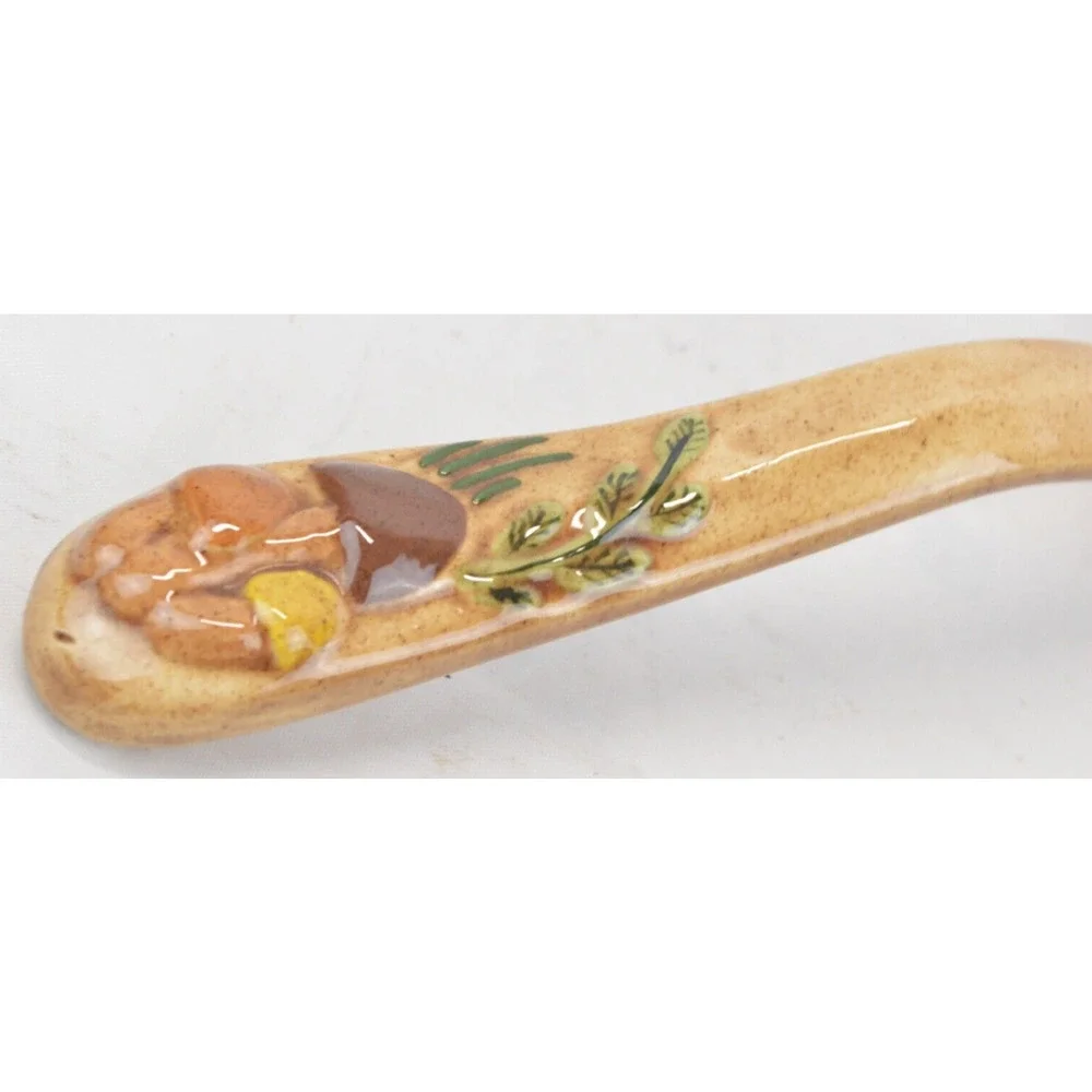 Vintage Pottery Arnel’s 3D Mushroom Shape Ceramic Serving Bowl Soup Tureen Ladle